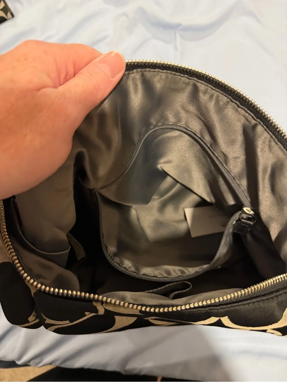 Coach Signature Hobo Bag in Khaki and Black